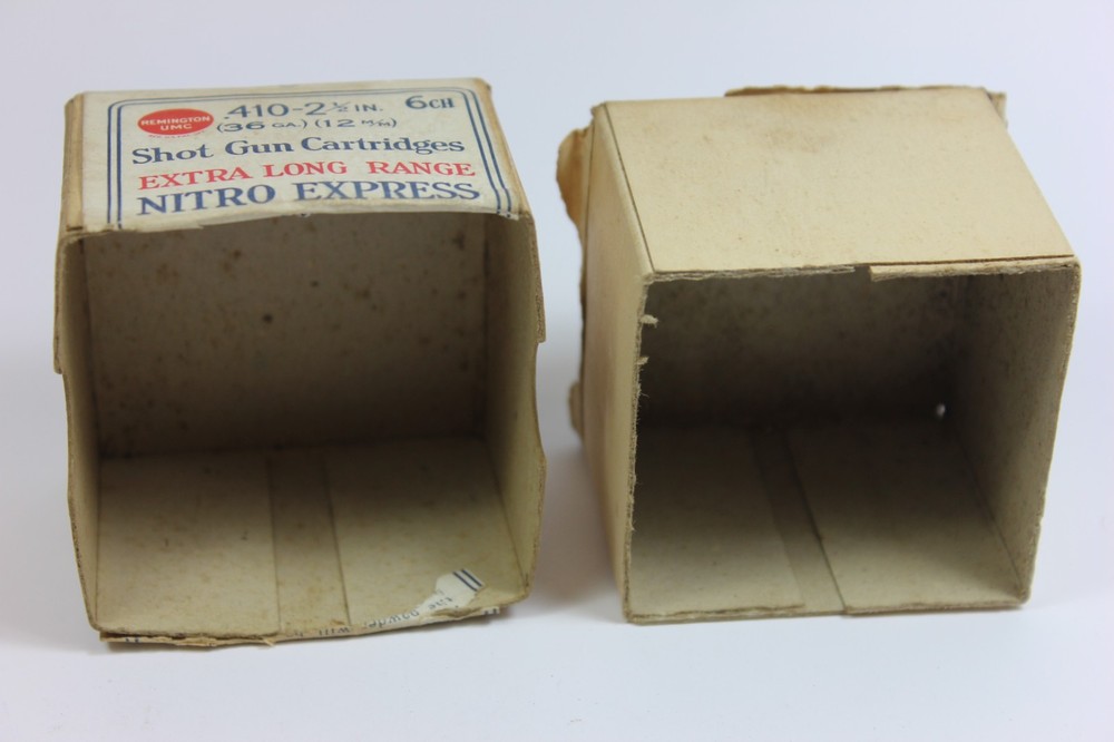 REMINGTON NITRO EXPRESS .410 EMPTY SHOTGUN SHELL 2 PC CARDBOARDP BOX