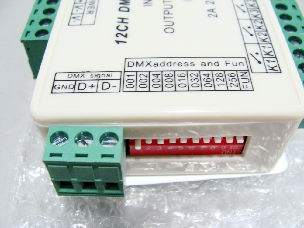 DMX Relay Switch Decoder DMX512 12ch LED Lighting Controller 24v 1A Normal Open