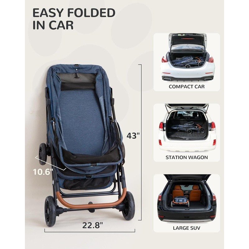 Heavy Duty Dog Stroller Small Medium Pets W/ Adjustable Canopy Storage New