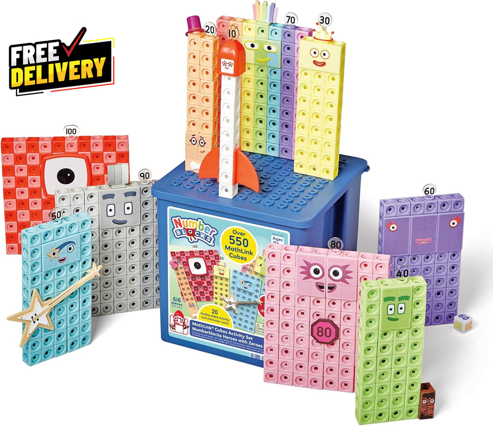 Numberblocks Heroes with Zeroes Mathlink Cubes Activity Set Preschool Learning..