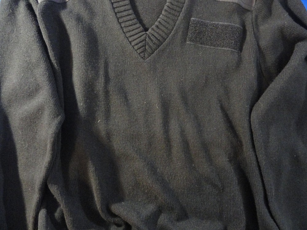 JACK YOUNG V NECK NAVY USN UNIFORM BLACK ACRYLIC COMMANDO PULLOVER SWEATER LARGE