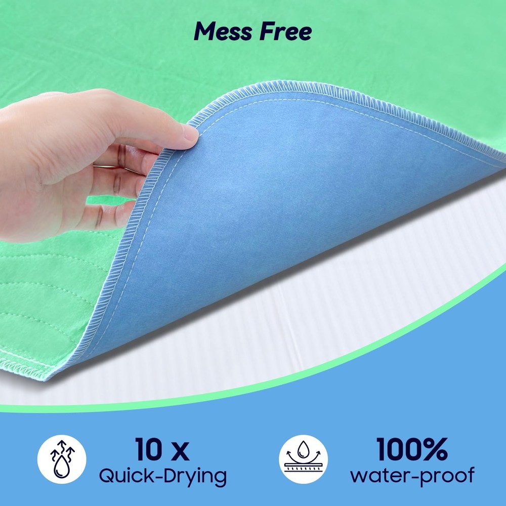 4 Pack 36” x 36” Extra Heavy Absorbency Washable Underpads, Waterproof Quick ...