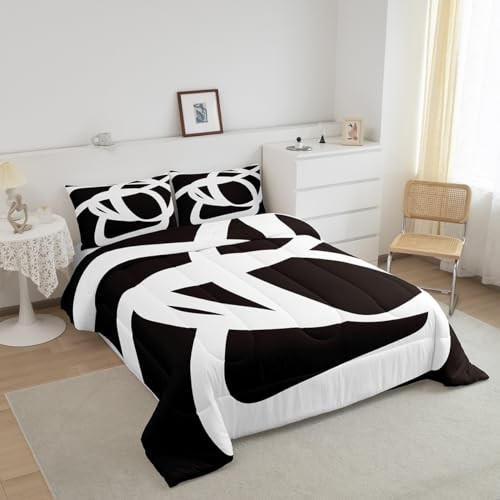 White and Black Bedding Set Size Geometric Comforter Set for King Multi 20