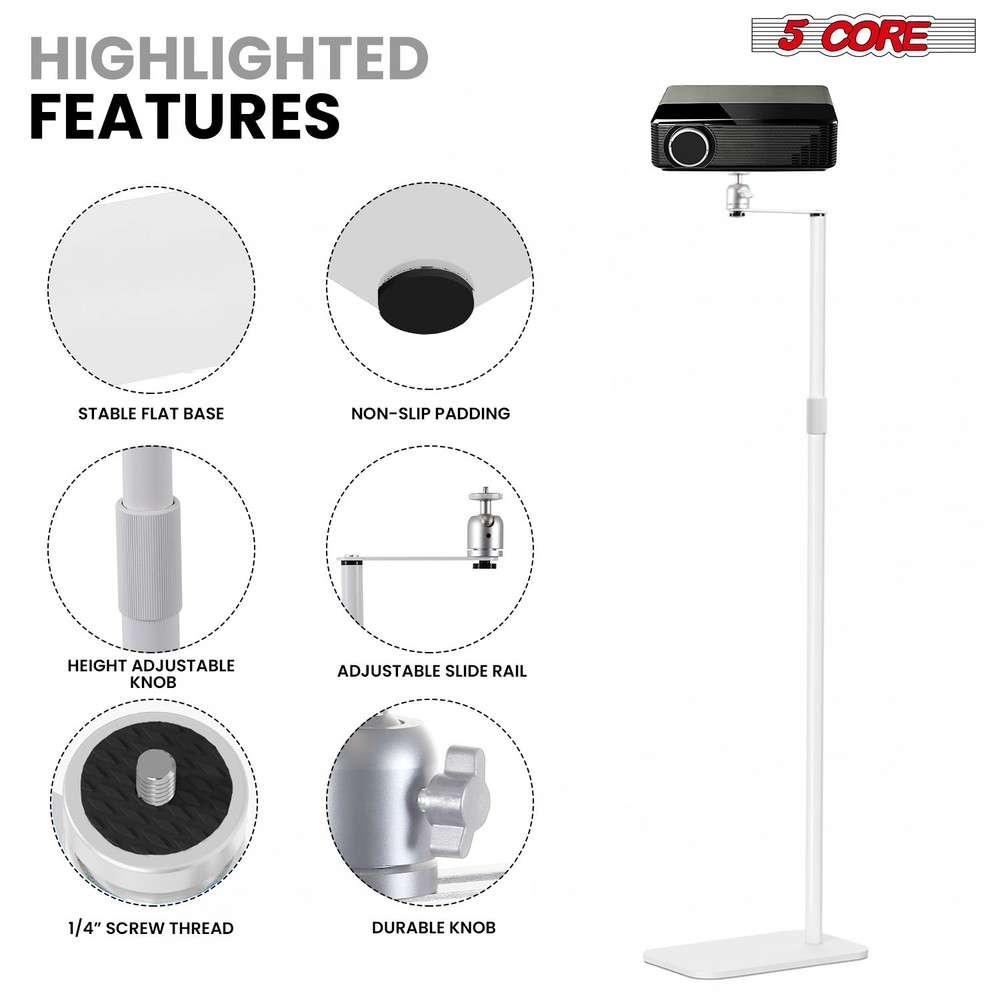5 Core Projector Stand Floor Adjustable Heavy Base Universal Projectors Support