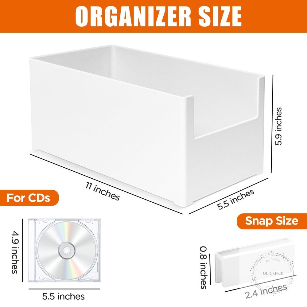 CD Storage Box, Stackable Plastic CD Organizer Hold Up to 25 CDs CD Storage Case