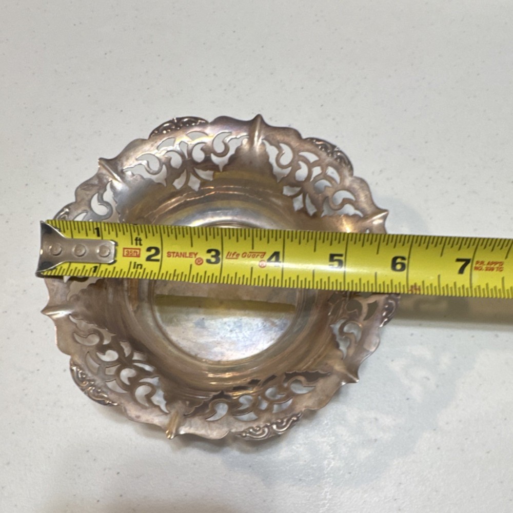 Regent Plate Silver-Plated Dish Ornate Design Made in England, 5.5" Diameter