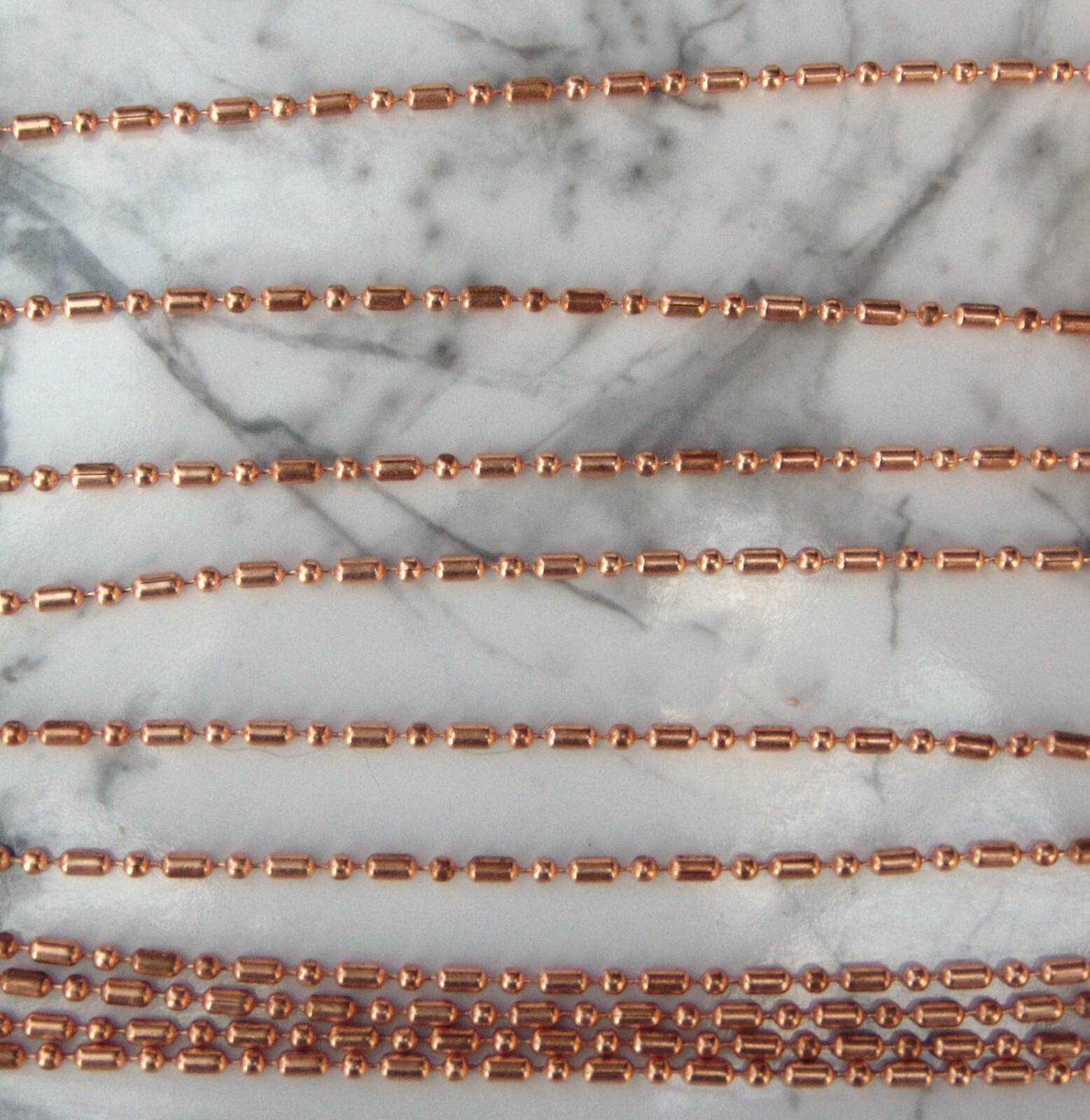 Pure COPPER Ball Chain Bar + Ball Bead~ 2.4mm w/ or w/o Connectors Made in USA