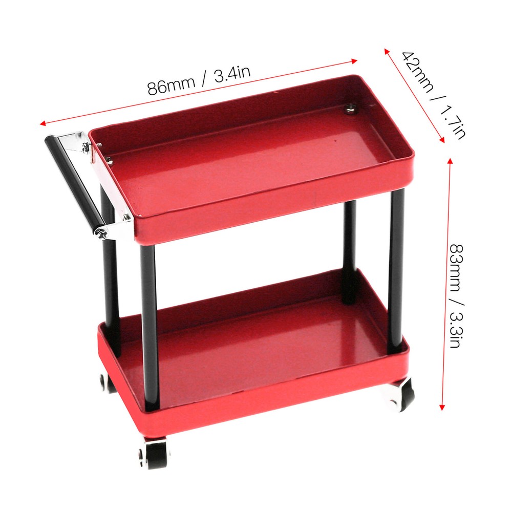 (Red)Service Tool Cart | 2-Tier Tools Storage Trolley | Mobile Workshop