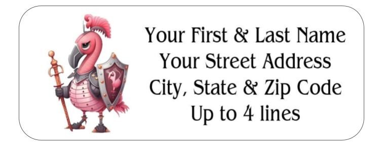 150 Flamingo Knight Armor Mailing Return Address Labels Personalized