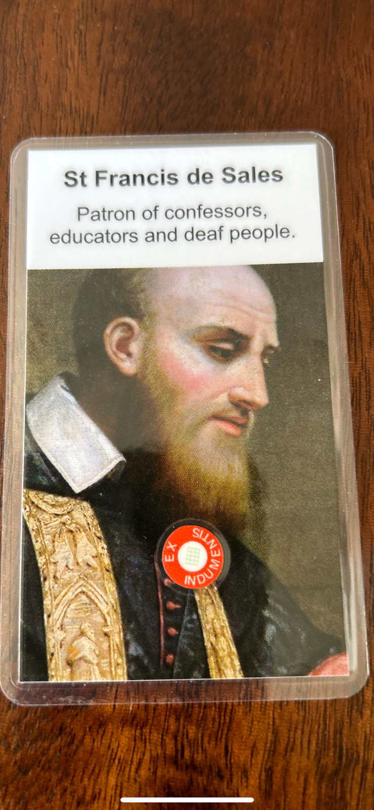 Saint  Francis de Sales 3rd Class Relic Card