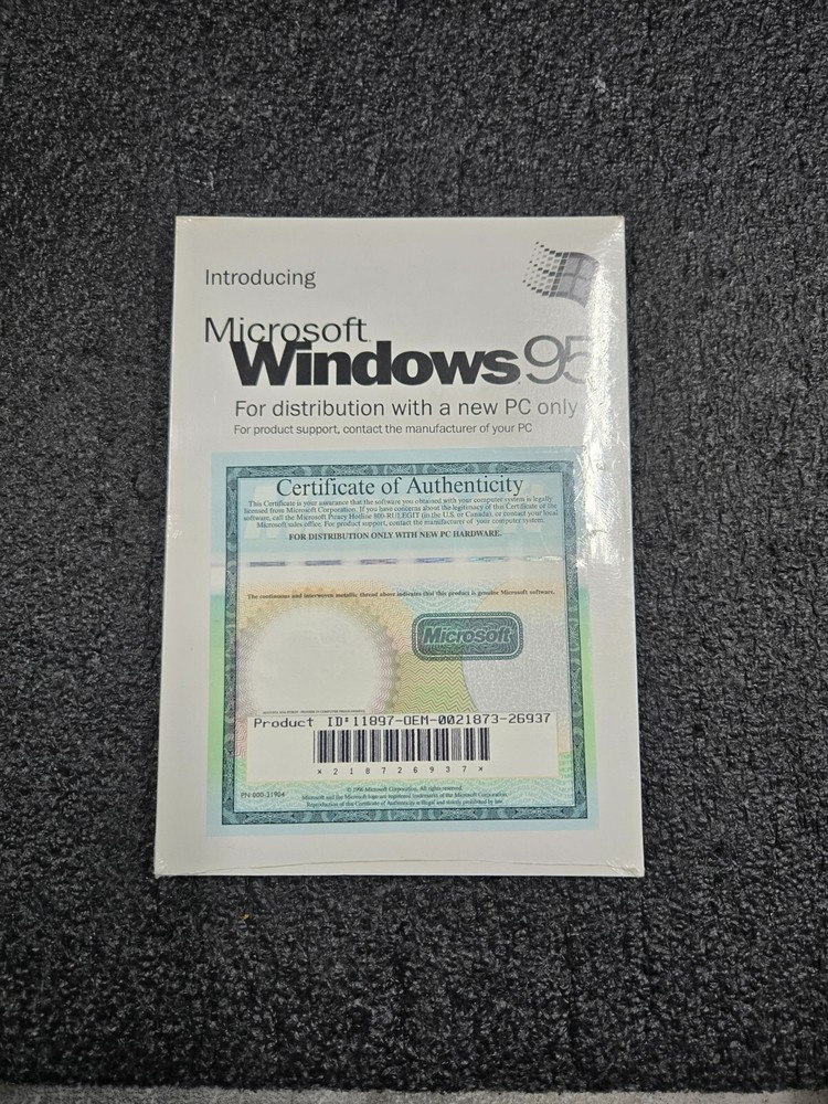 Microsoft Windows 95 Booklet/Manual With Certificate Of Authenticity