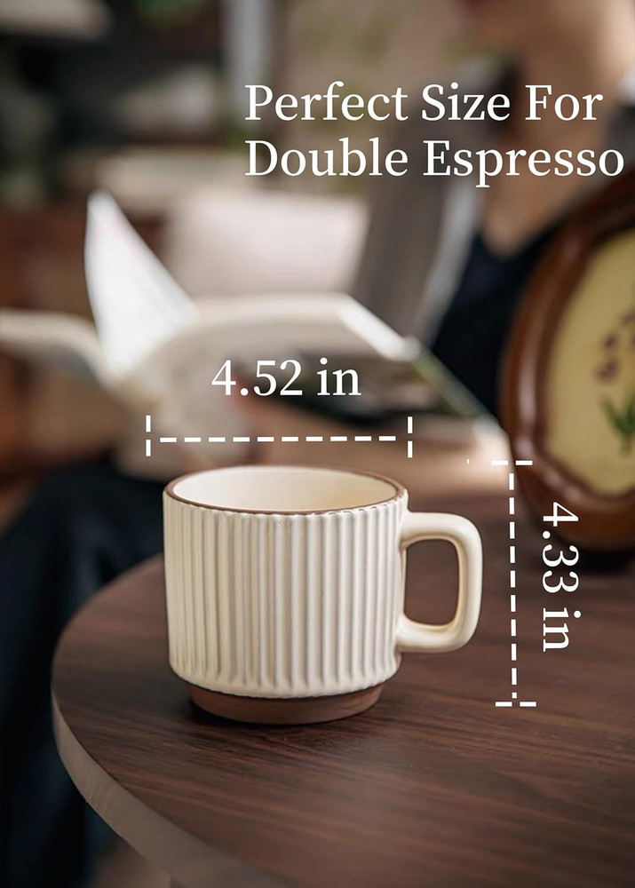 Stackable Coffee Mugs Set, Ceramic Espresso Cups for Au Lait, Cappuccino,Latte,C