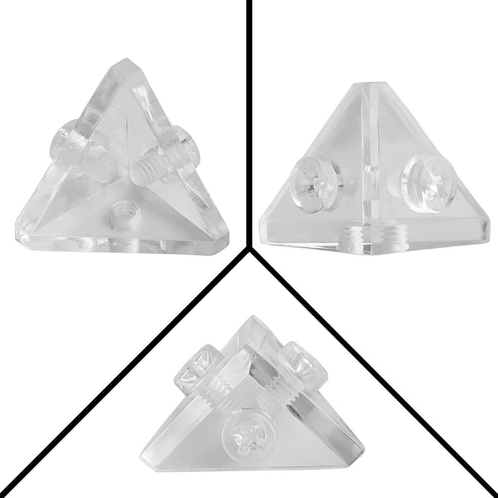 Acrylic Display Case Triangle Connector Clear Box Corner Joint Screws 8 PCS