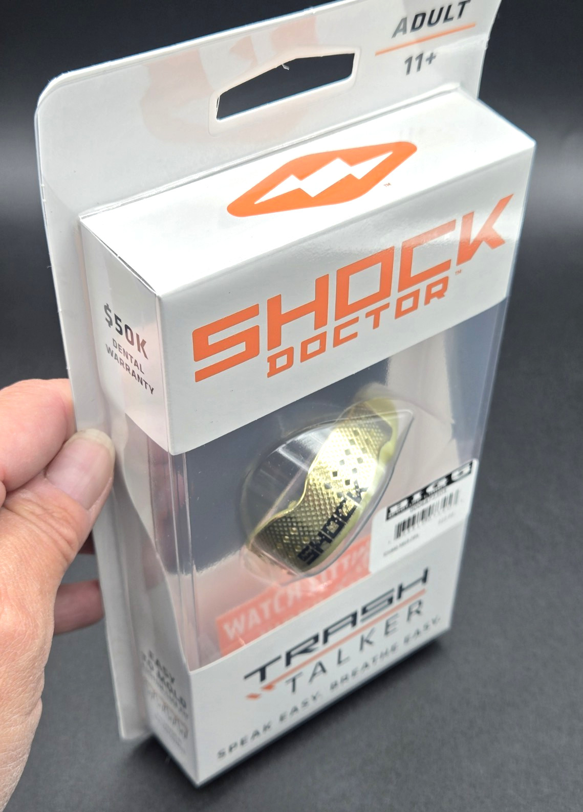 Shock Doctor Trash Talker GOLD Mouthguard Adult 11+ Slim Fit Moldable