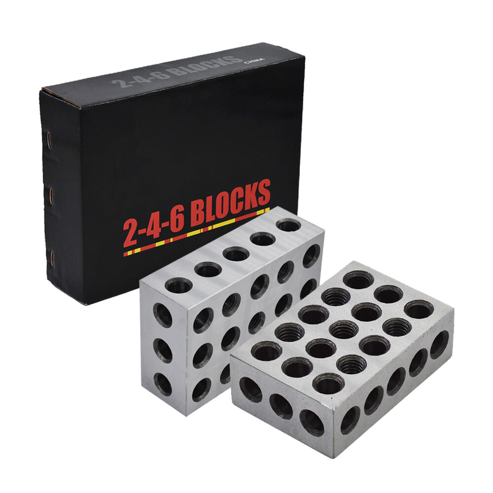 1 Pair 2-4-6 Blocks 23 Holes Matched Ultra Precision .0002" Machinist 246 Jig