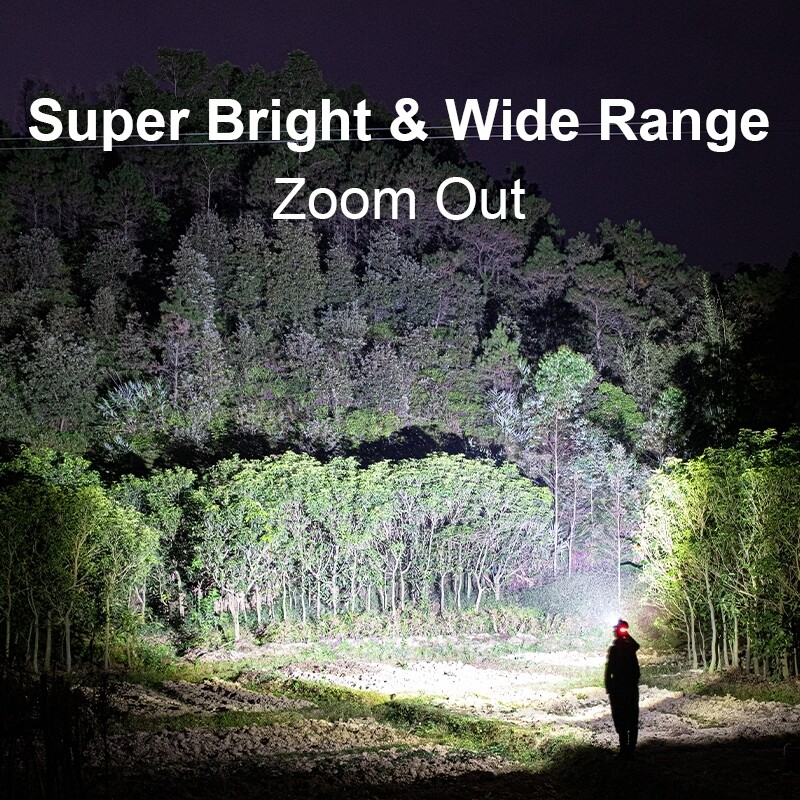 Powerful Headlamp High Power 1500M Long Range Zoomable Headlight Hunt Torch