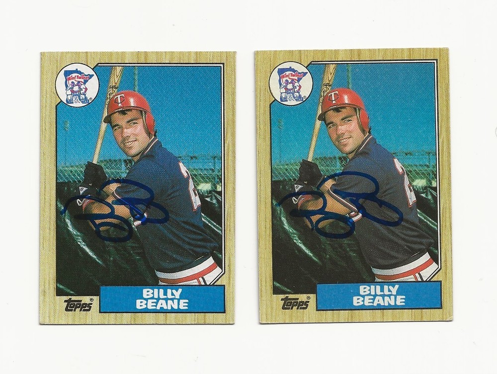 BILLY    BEANE     TWINS         2    CARD        AUTOGRAPHED    LOT