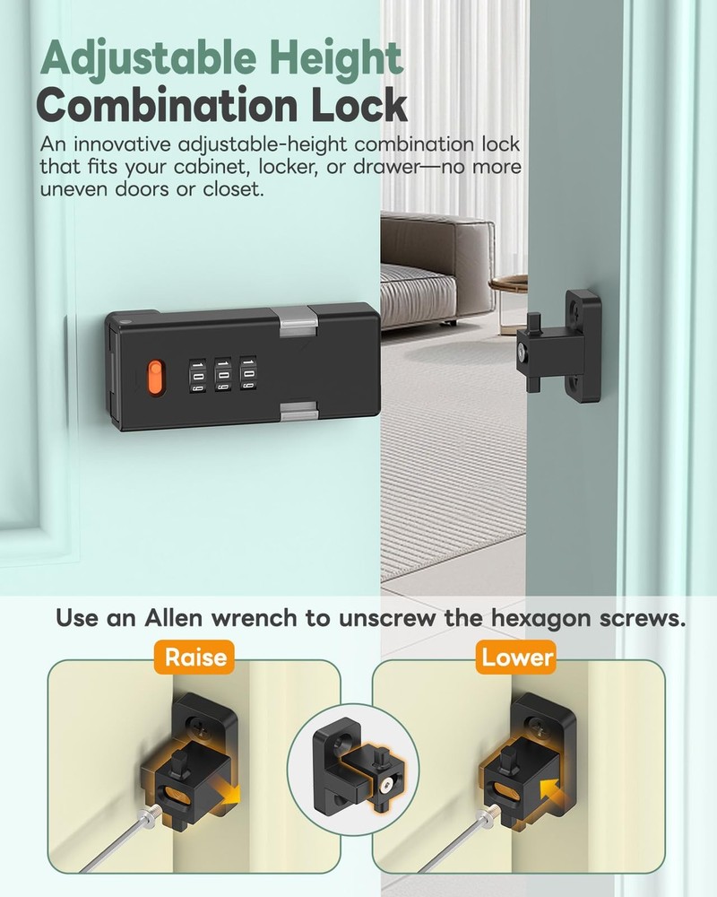 90 Degree Barn Door Combination Lock 3 Digit Password Keyless Gate Latch PC