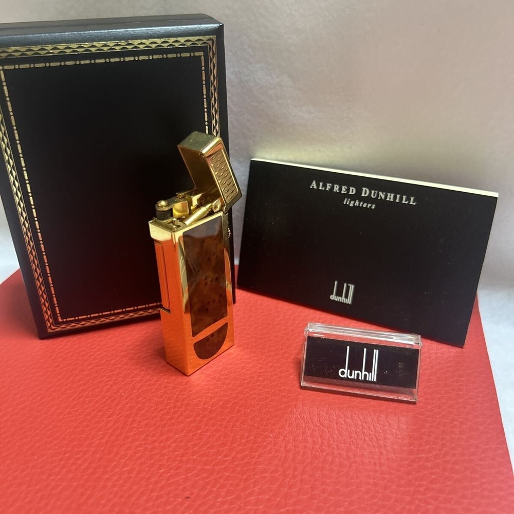 Overhauled Dunhill Rollagas lighter brown gold with box