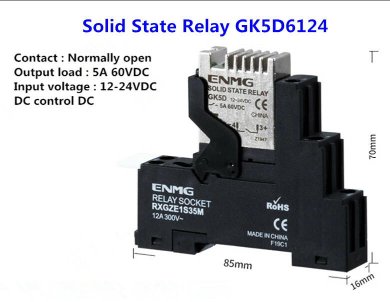 Small 12-24VDC solid state relay rail type GK5D6124 DC control DC 5A 60VDC