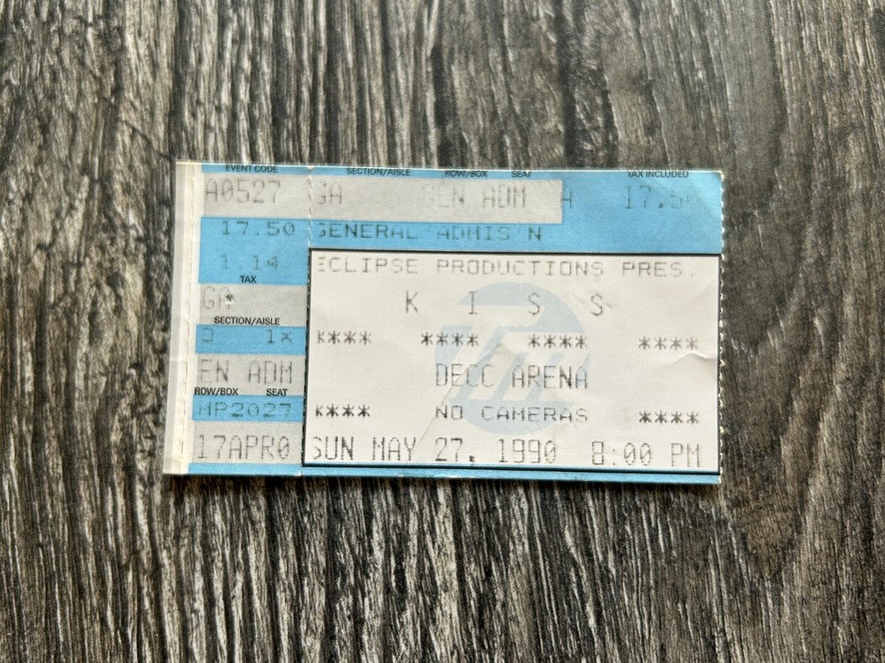 KISS TICKET STUB Duluth Minnesota '90 Hot In The Shade Concert Tour Vintage Kiss