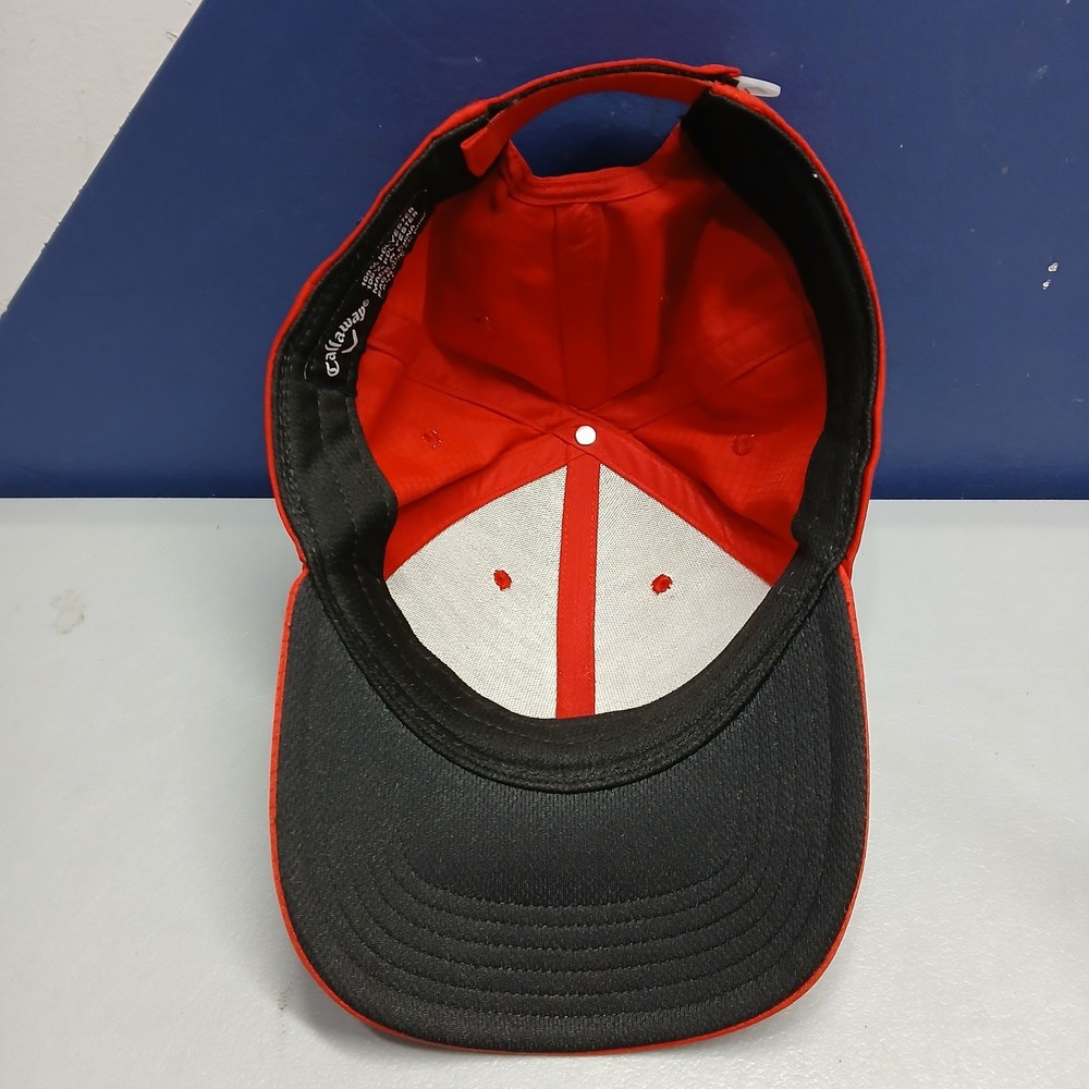 Callaway Stitch Magnet Golf Hat Mens Red White Classic Adjustable Hook & Loop