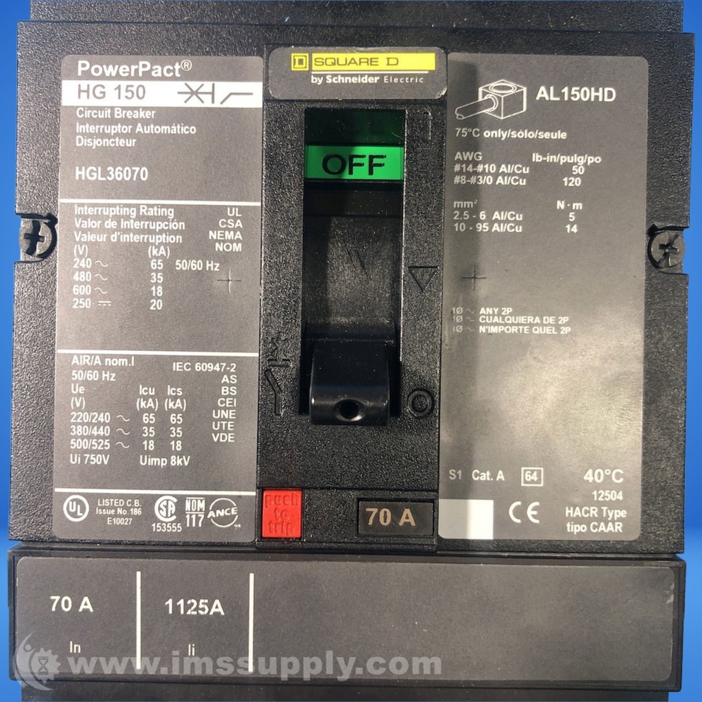 Square D HGL36070 Molded Case Circuit Breaker FNIP