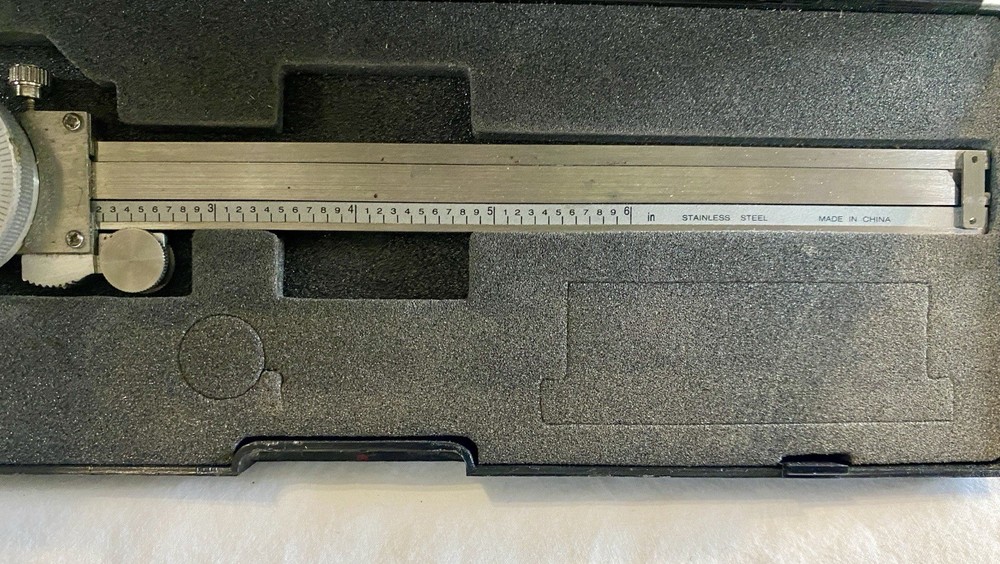 0- 6" Stainless Dial Caliper .001" Shock Proof Precise White Face With Box