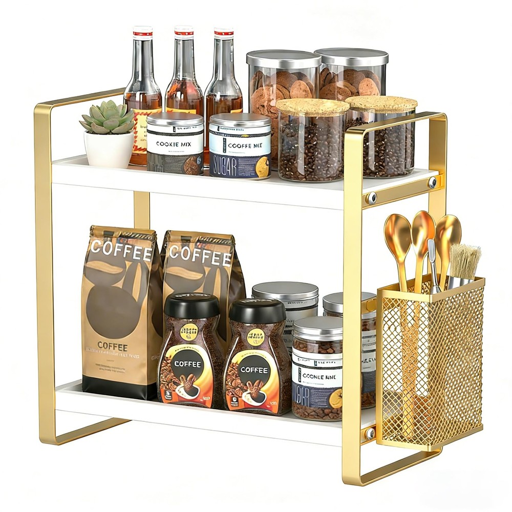 2Tier Kitchen Storage Organization Rack Side Baskets Multifunctional Spice