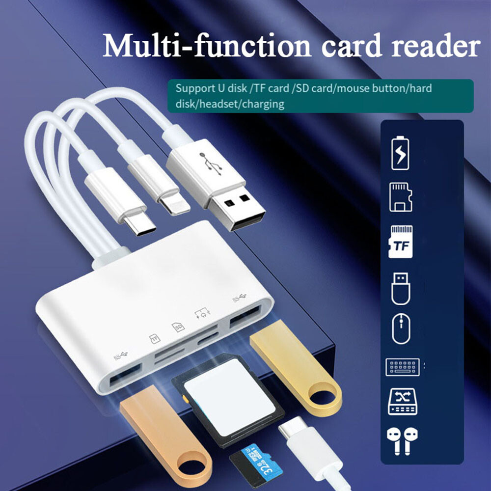 Functional 5 In 1 Memory Card Reader And OTG External Converter For Mobile NEW⇖