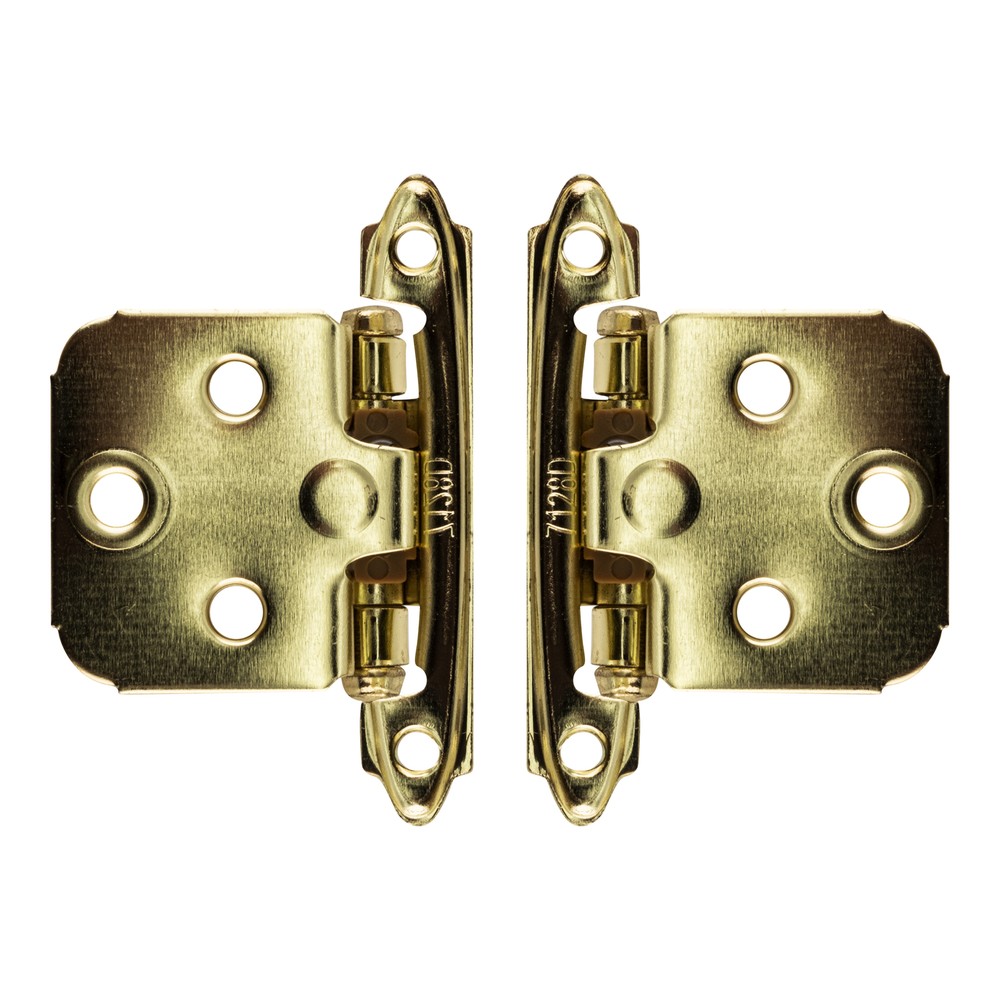 Polished Brass Self-Closing Variable Overlay Flush Cabinet Hinge - pack of 2