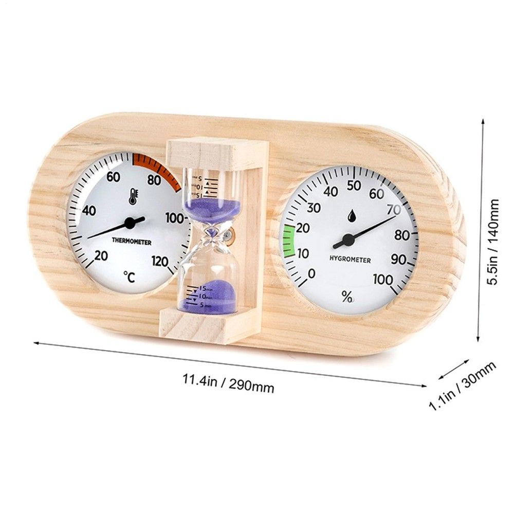 Sauna Temperature Gauge 15-Minute Countdown Hygrometer Meter Wall Mount