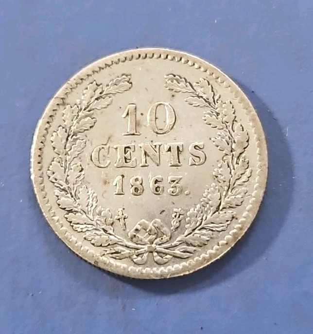 1863 Netherlands 10 cent Silver coin (KM.#80)