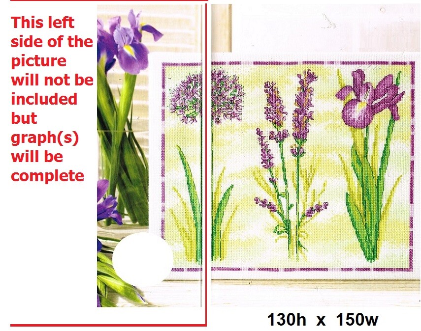 PURPLE FLOWERS   CROSS STITCH PATTERN  ONLY    ALS  AY
