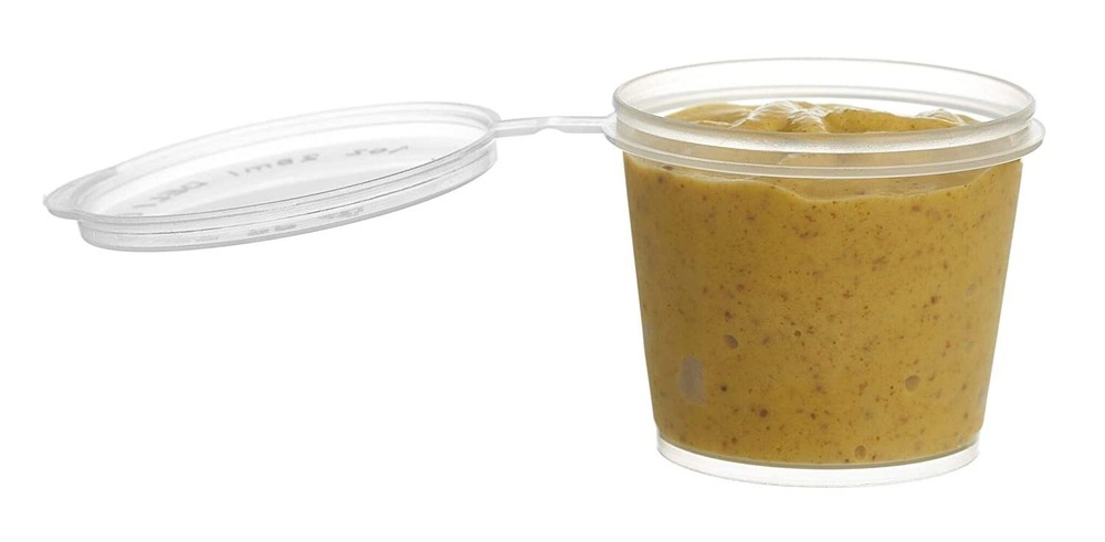 1oz Portion Cup Leak Proof Plastic Condiment Soufflé Container with Hinged Lid