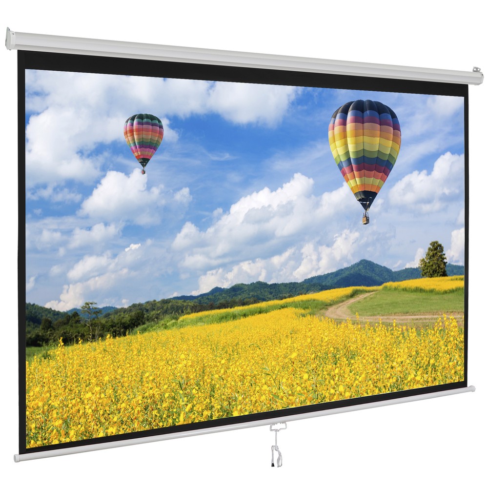100" Projector Screen Pull Down Manual 16:10 HD Wall Mount Projection Screen