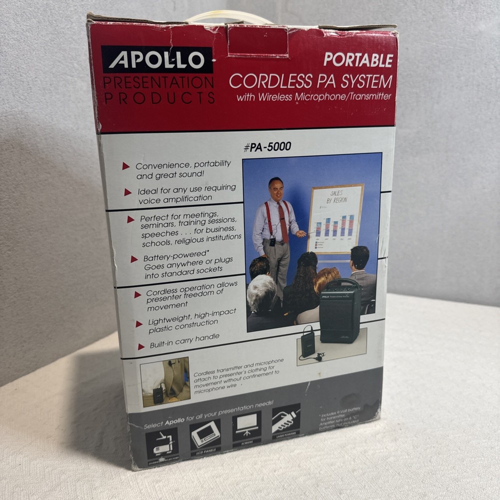 Apollo Portable Cordless Wireless PA 5000 System Wireless Mic Speaker