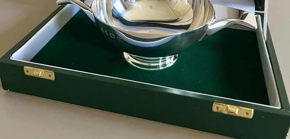 Solid Silver Large Heavy Quaich Bowl In Original Box