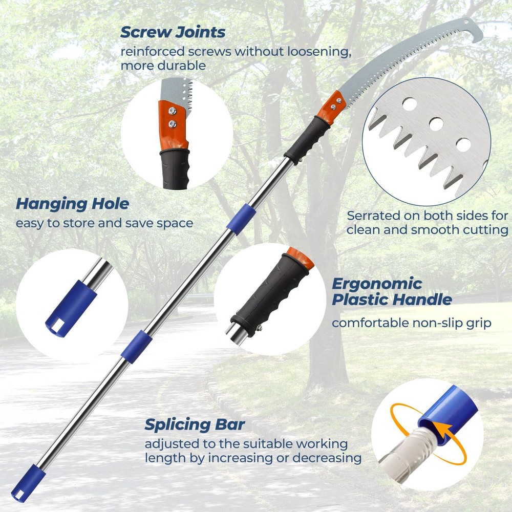 13FT Pole Saws for Tree Trimming with Sharp Pruning Blade | 13FT, Silver