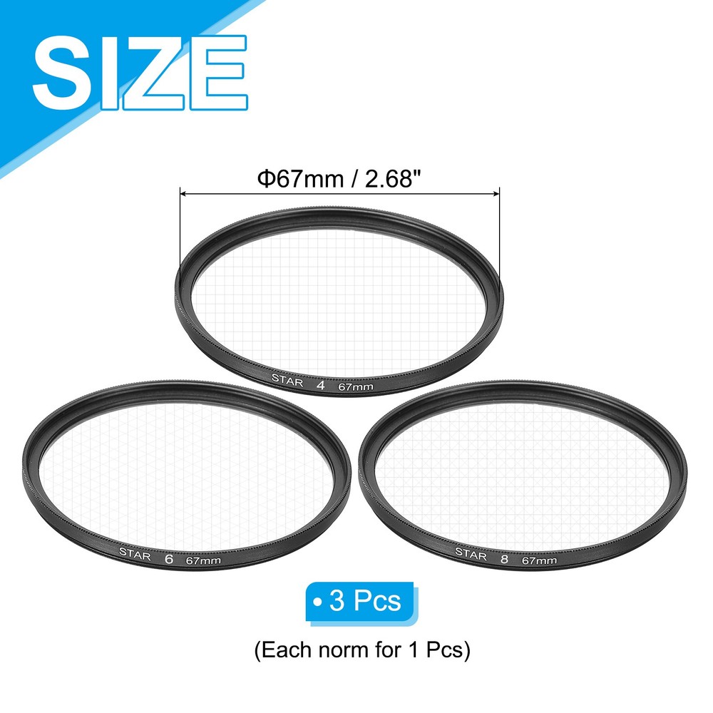 67mm Star Lens Filter, 1 Set Starburst Lens Filter 4 Points 6 Points 8 Points