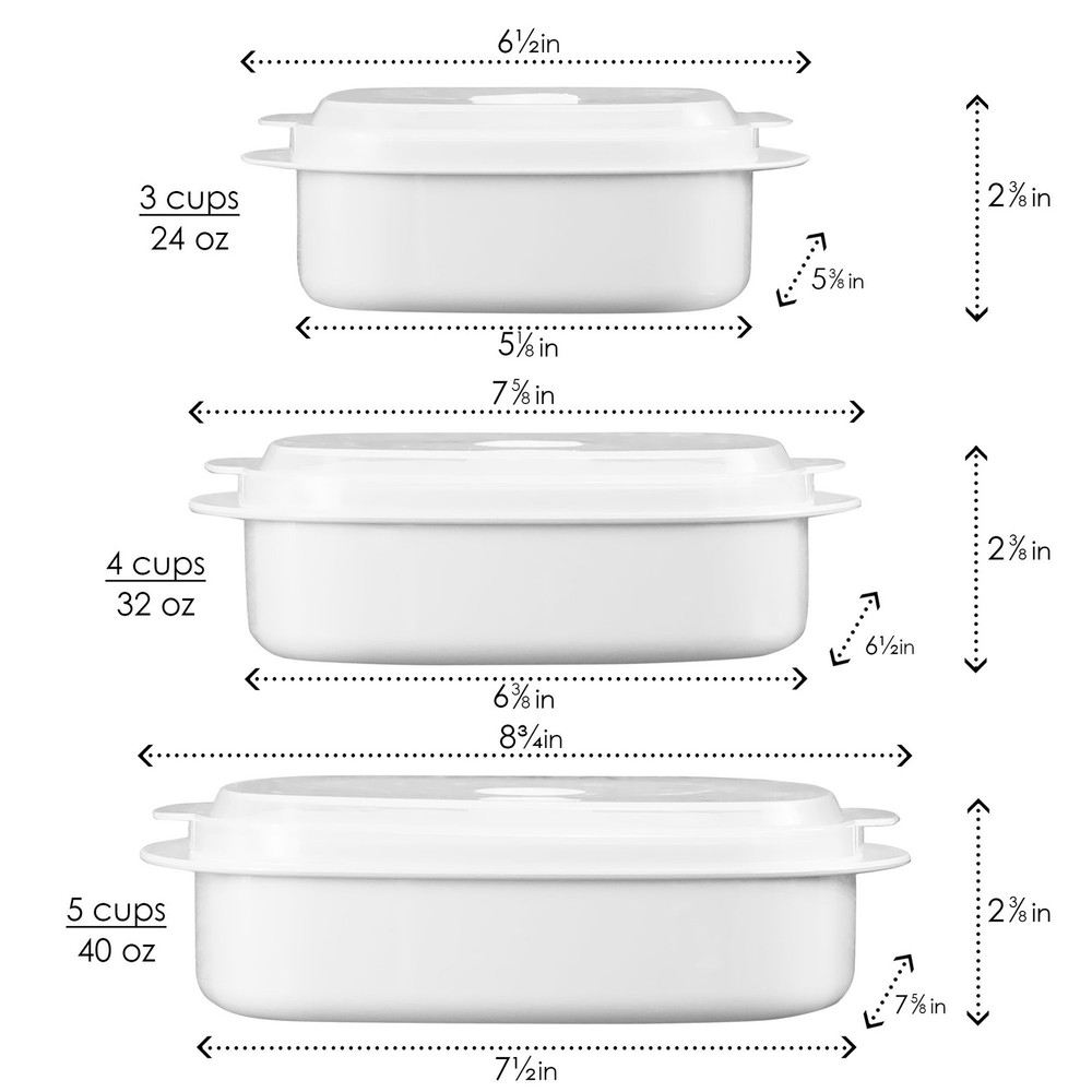 Reston Lloyd Nesting Microwave Containers, Set of 3, Multiple Sizes, Red