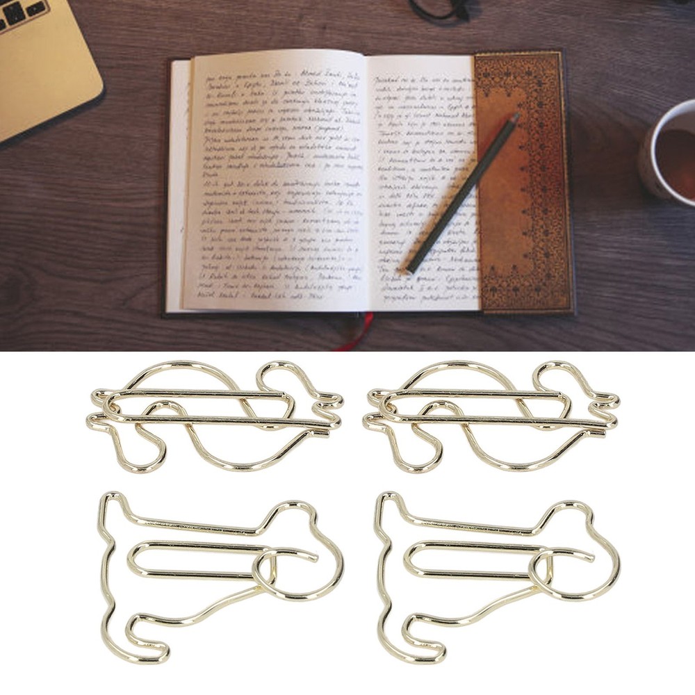 100Pcs Paper Clips Gold Unique Shape Electroplating Process Lightweight Portable