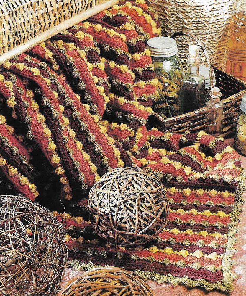 Zesty Stripe Afghan crochet PATTERN INSTRUCTIONS