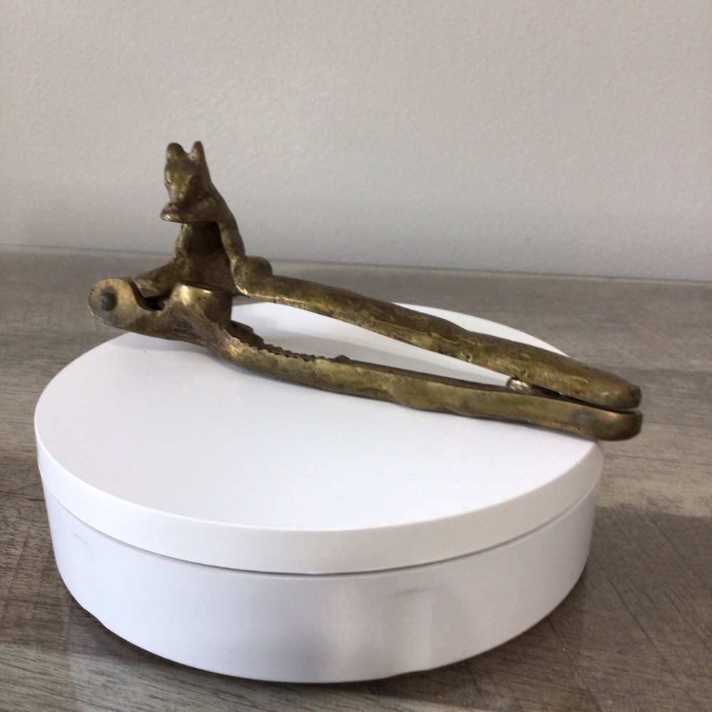 Vintage Brass Squirrel Sitting on a Branch Nutcracker 6"