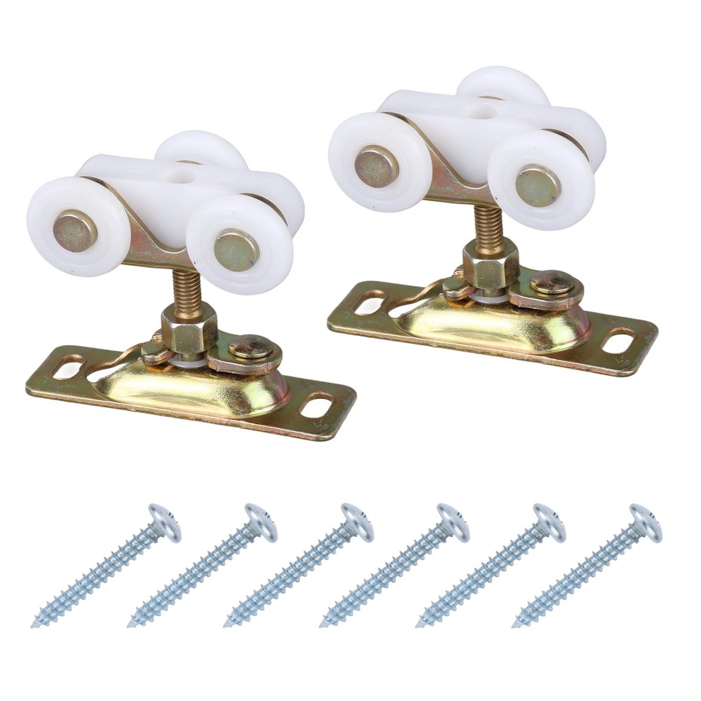 2pcs 3/4" Sliding Door Wheels Replacement Kit, Pocket Rollers Gold