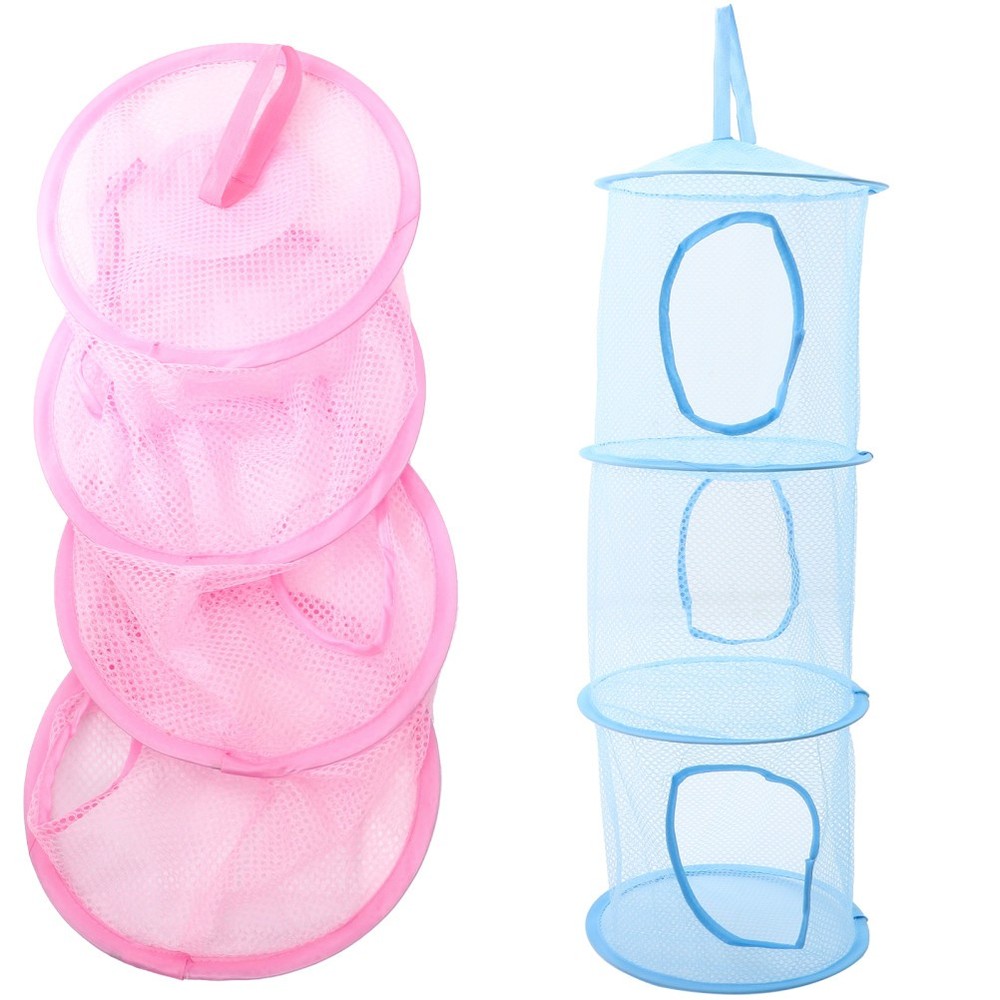 2 Pcs Hanging Mesh Storage Net Multi Layer Drying Basket For Socks Clothes