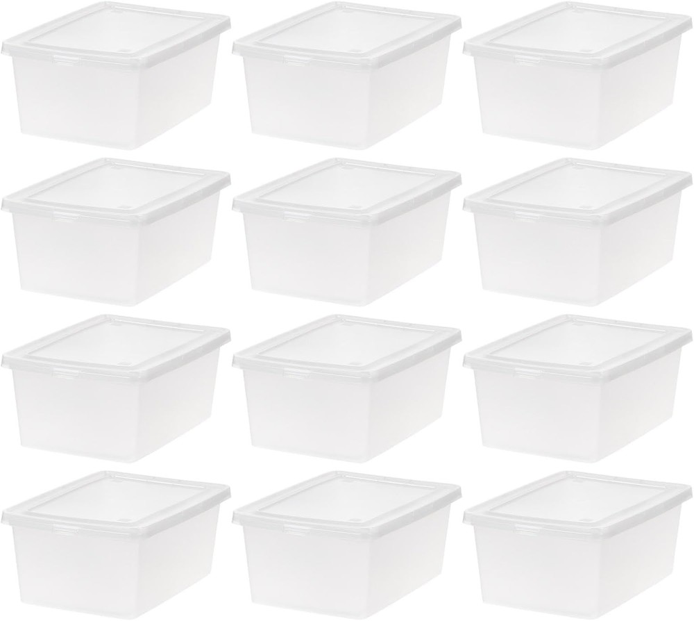 12-Quart Plastic Storage Container Set with Lids (4-Piece Set), Stackable