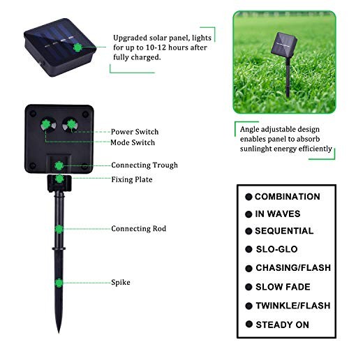 Total 200 LED Solar Powered Copper Wire String Lights 2 Pack Warm White