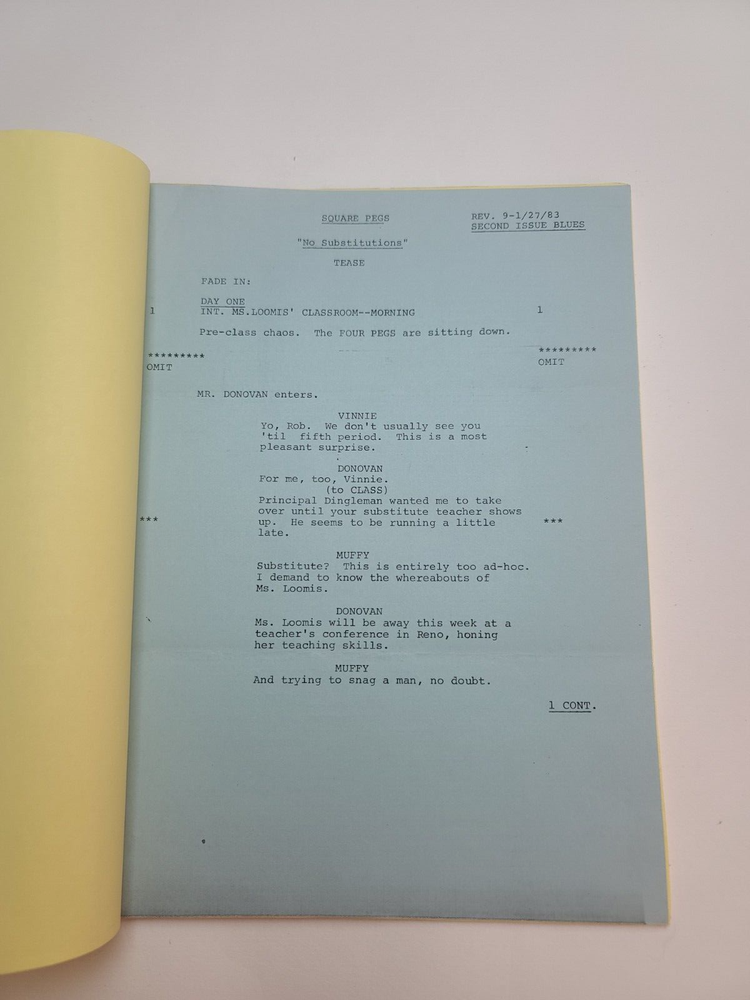 SQUARE PEGS / Andy Borowitz 1983 TV Script, Bill Murray "No Substitutions"