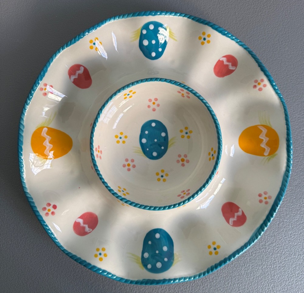 Temptations Easter Egg Hunt Chip Dip Plate Vegetable Cheese Serving Platter 11"